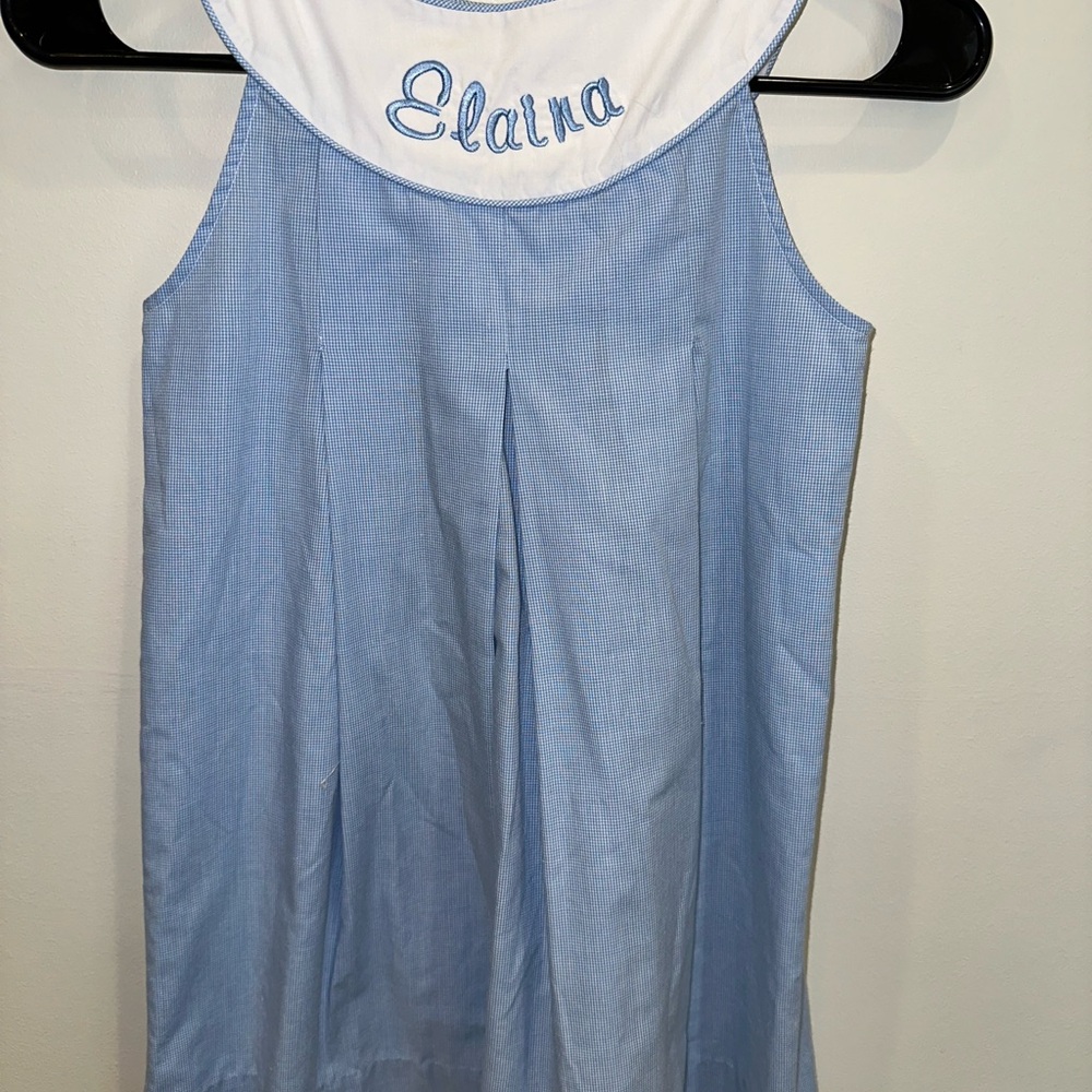 Blue Sleeveless Dress with White Collar